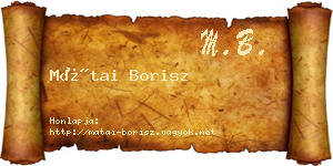 Mátai Borisz névjegykártya